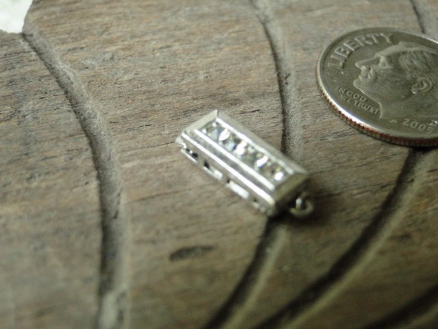 Destash Vintage 1930's-40's Dainty Single Strand Rhinestone Hook Clasp 14K Rhodium Plated D 138