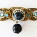 Vintage Miriam Haskell Pearl & Turquoise Rhinestone Gold Filigree Brooch