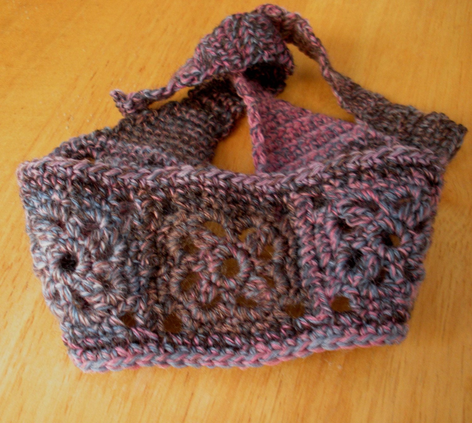 Crochet Headband, Boho Knit Hairband - Mixed Pinks, Lavenders & Greys
