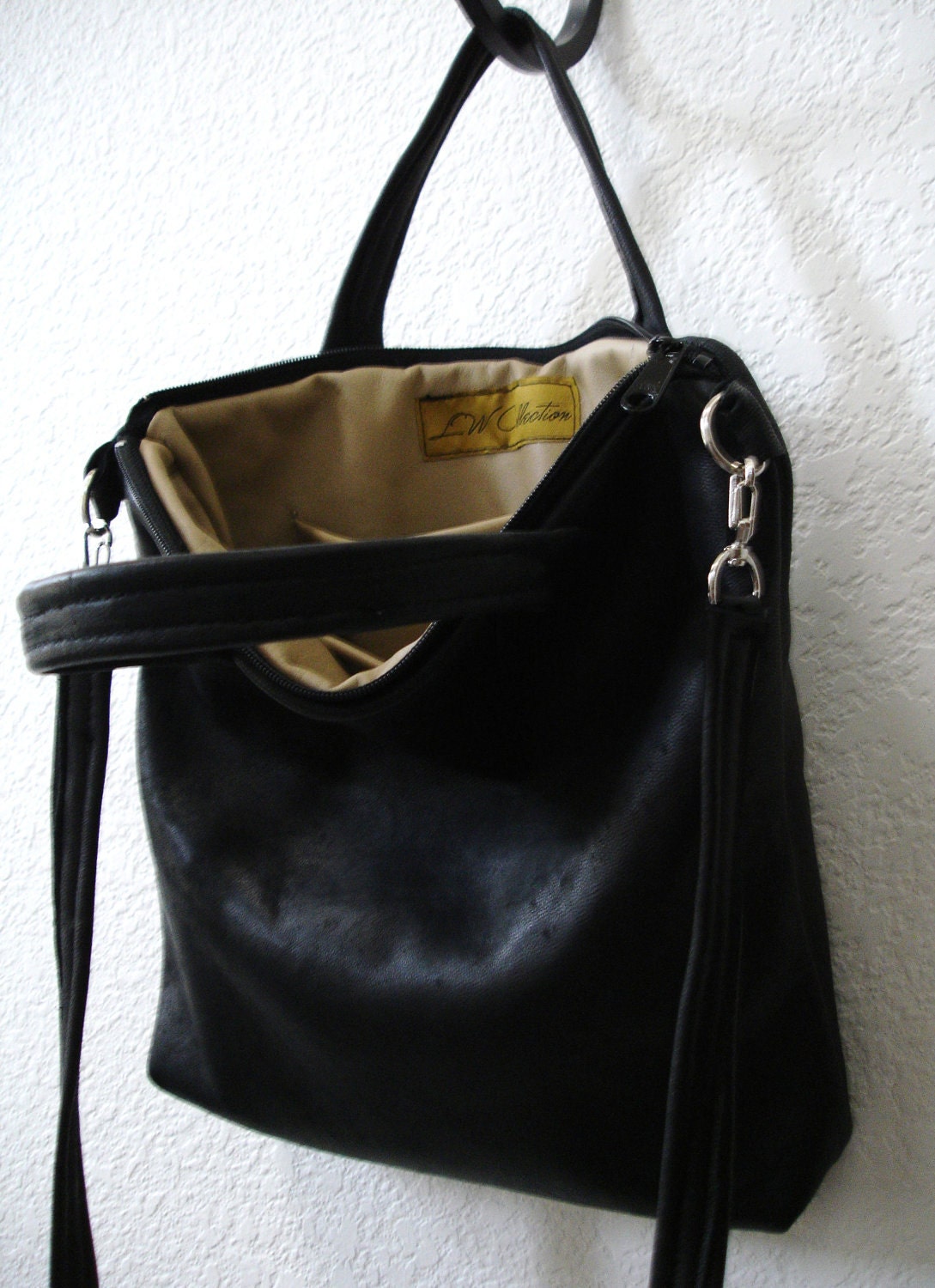 Black Deerskin leather Urban Tote Bag