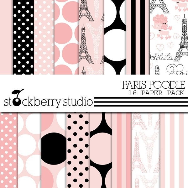 Paris Poodle Digital Scrapbooking Paper Pack Il_170x135