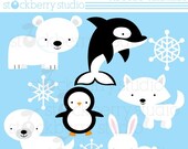 Arctic Animals Personal and Commerical Use Clipart Set  - INSTANT DOWNLOAD