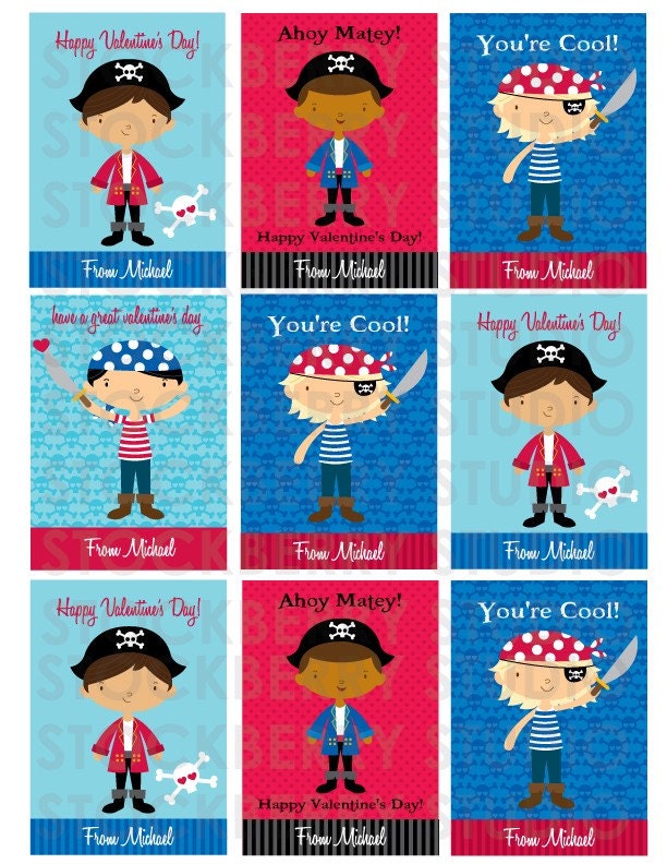 Printable Valentine's Day Personalized Card -Pirate Il_170x135