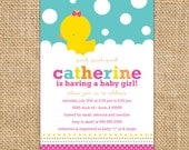 Girl Rubber Ducky Baby Shower Custom Printable Invitation Il_170x135