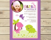 Girl Dinosaurs Printable DIY Birthday Party Invitation