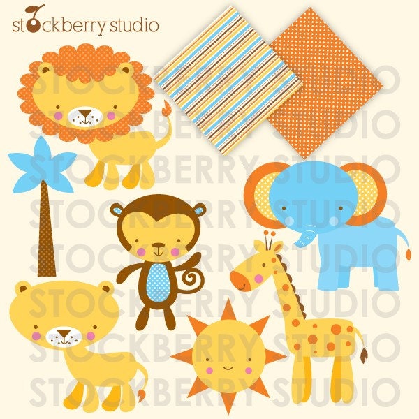 Jungle Animals Personal and Commerical Use Clipart Set Il_570xn