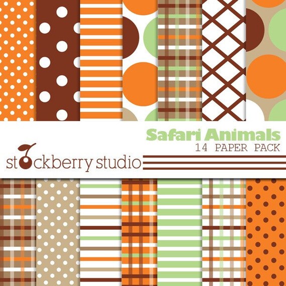 Safari Animals Digital Scrapbooking Paper Pack Il_570xn