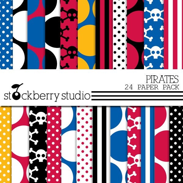 Pirate Digital Scrapbooking Paper Pack Il_570xn