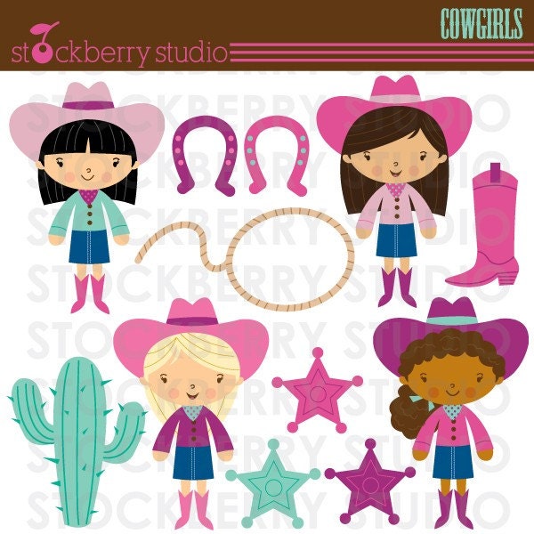 Cowgirls Personal and Commerical Use Clipart Set - INSTANT DOWNLOAD Il_570xn