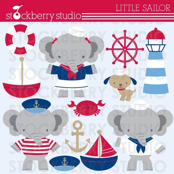 Little Sailor Personal and Commerical Use Clipart Set - Instant Download Il_570xn