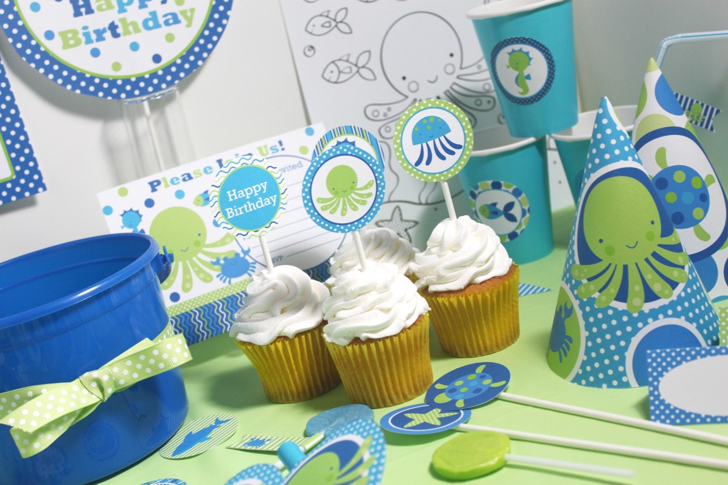 Blue Sea Party Kit Printable PDF Il_570xn