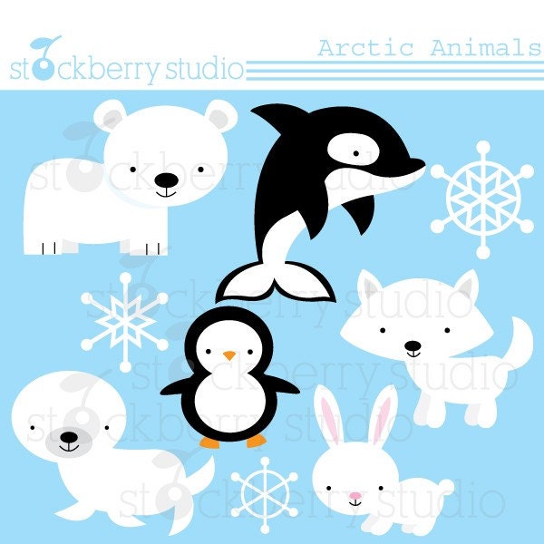 Arctic Animals Personal and Commerical Use Clipart Set - INSTANT DOWNLOAD Il_570xn