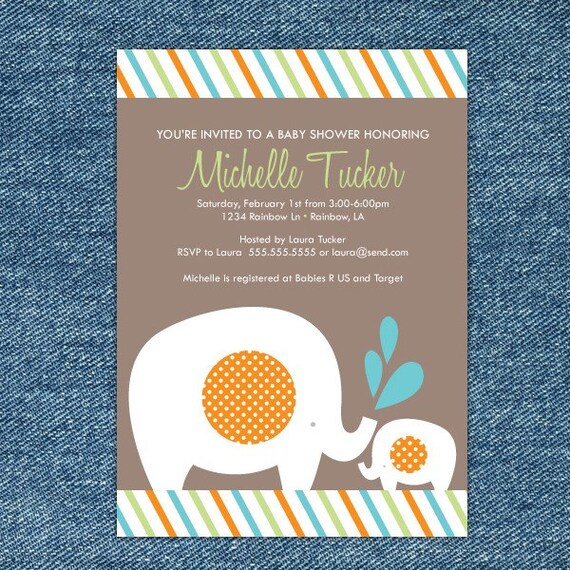 Elephant Baby Shower Printable Invitation Il_570xn