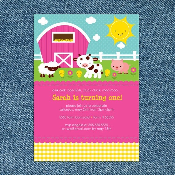 Girl Farm Animal Birthday Invitations Printable Il_570xn