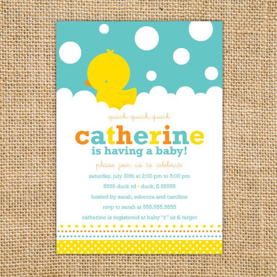 Rubber Ducky Baby Shower Custom Printable Invitation Il_570xn