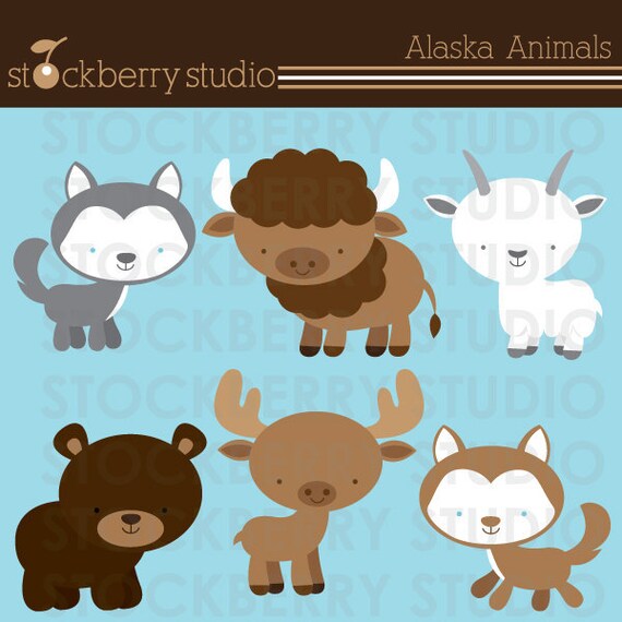 Alaska Animals Personal and Commerical Use Clipart Set - Instant Download Il_570xn