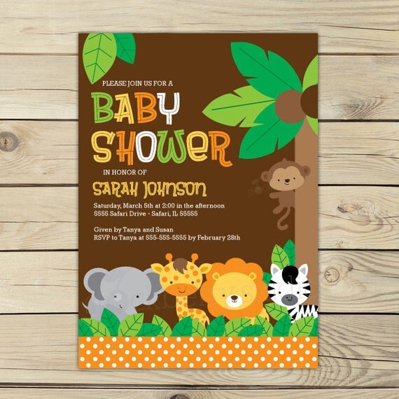 Safari Animals Baby Shower Invitation Printable