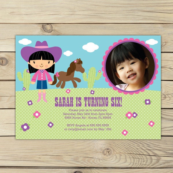 Cowgirl Pink Birthday DIY Printable Photo Invitation Il_570xn