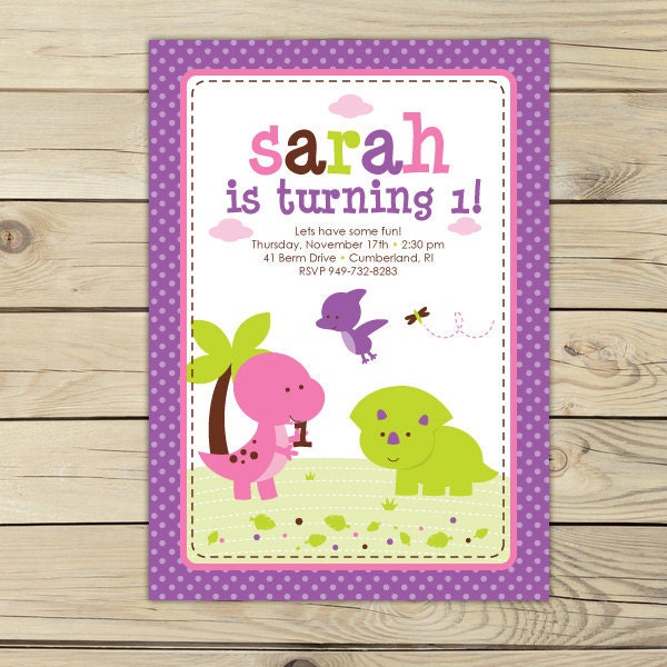 Girl Dinosaurs Printable DIY Birthday Party Invitation Il_570xn