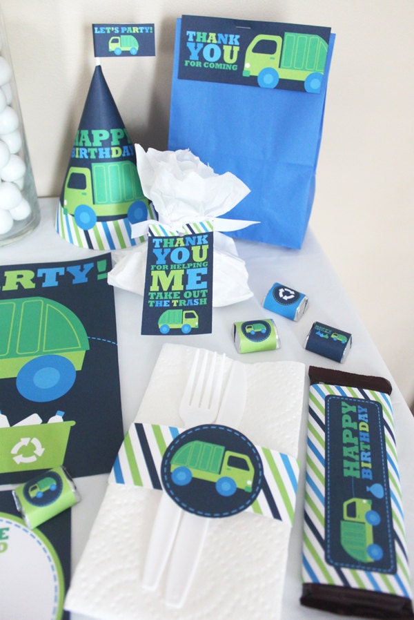 Garbage and Recycle Truck Birthday DIY Printable Party Kit - INSTANT DOWNLOAD
