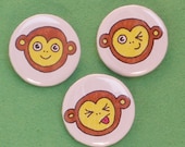 monkey face pin back buttons
