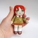 rag doll, handmade rag doll, red-haired doll, green eyes, green dress