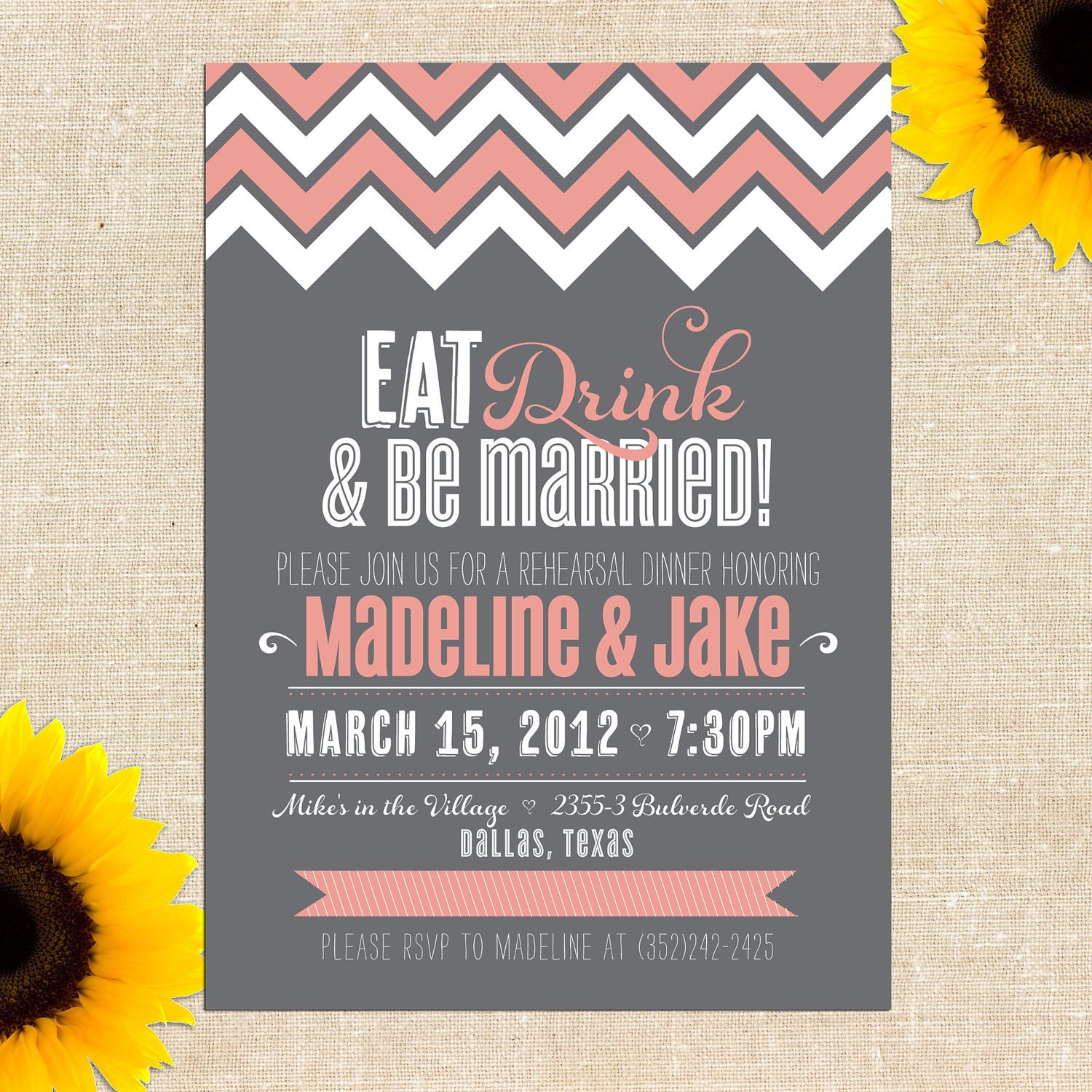 DIY PRINTABLE Be Married Rehearsal Dinner Invitation