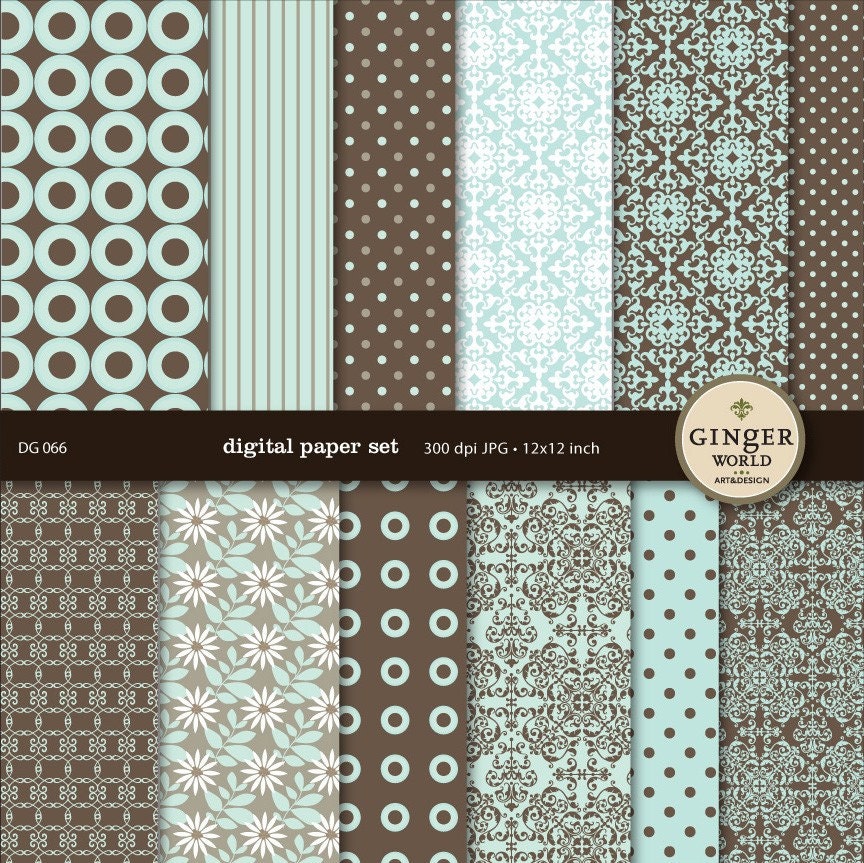 Sky blue espresso decorative ornament Digital paper for scrapbook DIY invitation (DG066)