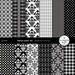 Black Luxe damask digital paper for scrapbooking printable DIY invitation (DG030)