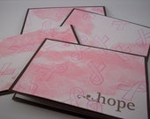 Hope Ribbon Stationery - Pink Ribbon Breast Cancer Awareness Blank Notecards Set of 4