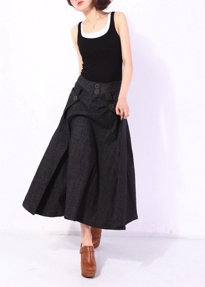 Heartbeat/pleated long skirt/3 colors/custom made