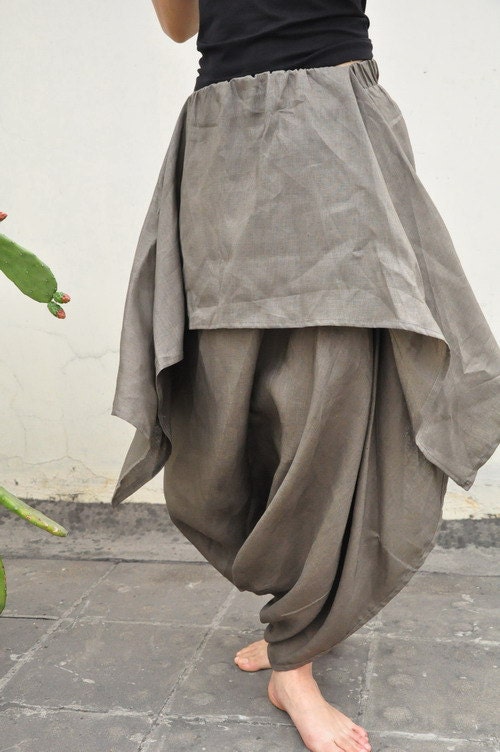 Wings/women/clothing/linen/cotton/loose/long/wide leg/ skirt/ pants/4 colors/custom made