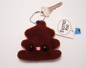 Excited Poo Plushie Keychain stuffed toy washroom decor in soft brown fleece