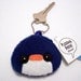 Pudding Bird Plushie Keychain kawaii stuffed toy bag charm in soft blue fleece Penguin Pigeon Crow Turkey Chicken Robin Duck or Bluejay