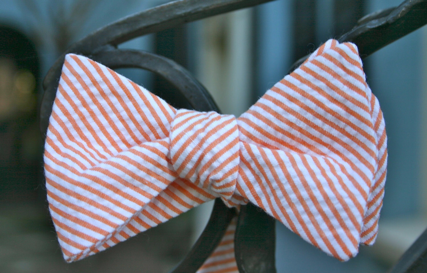 Orange Seersucker Bow Tie