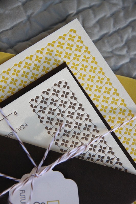 Sample - "Danielle" Letterpress Wedding Invitations