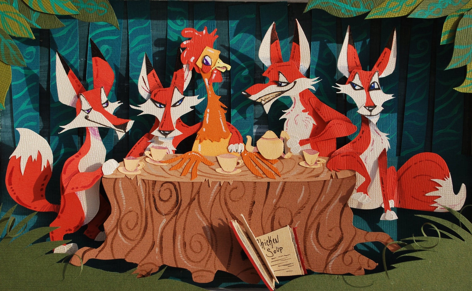 Chicken Soup Cut Paper Illustration Art