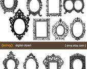 Vintage Borders Frames - 12 Printable Digital Clipart Decoration for Scrapbook Embellishment - 200001A
