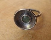 Silver dome ring with aventurine size J