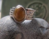 Set of 5 sterling silver rings with tiger's eye, your size