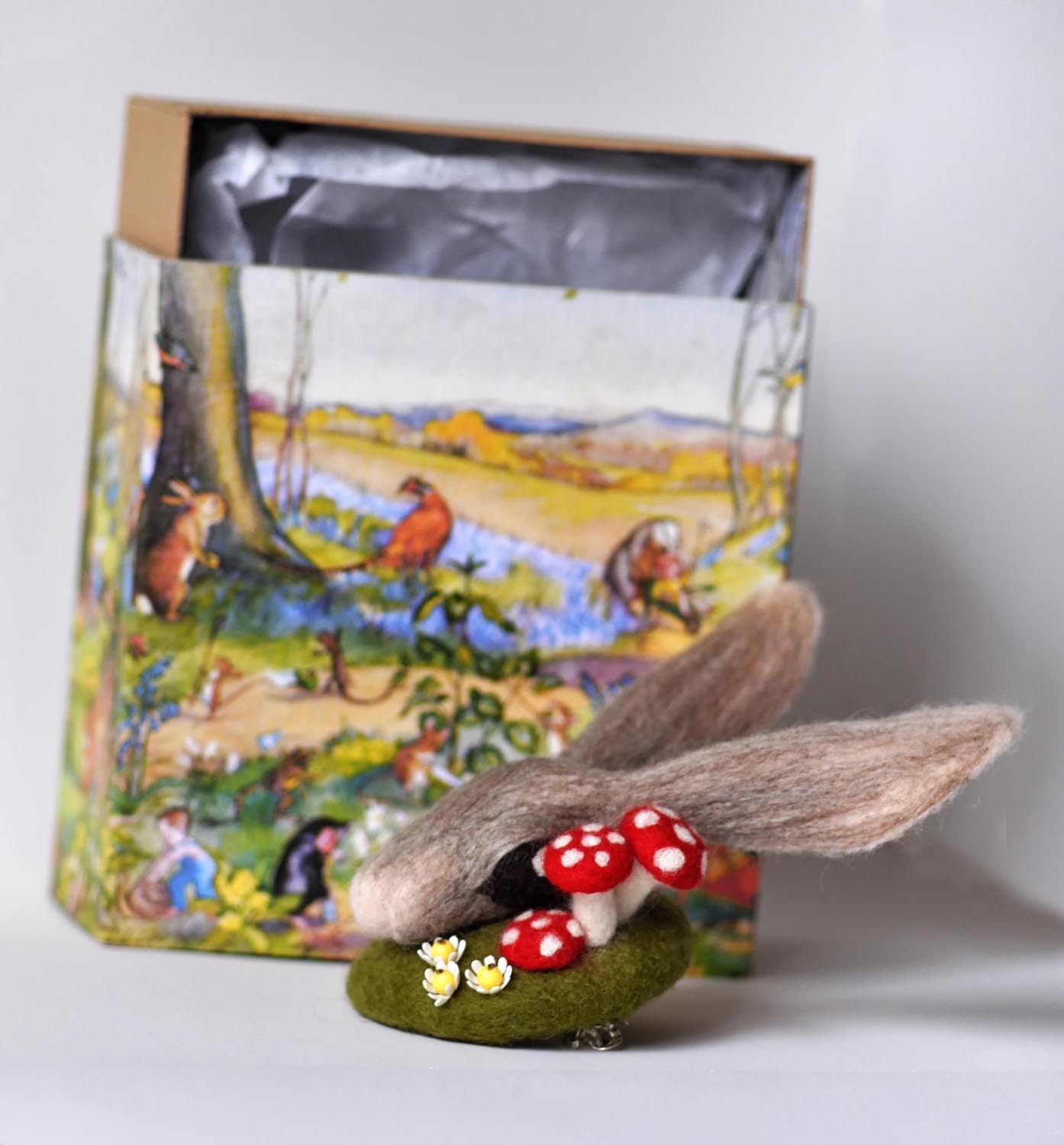 Rabbit Fascinator with Mushrooms and Vintage Flowers