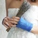 Blue mittens fingerless gloves felted mittens neon indigo wrist and arm warmers cuffs white valentine gift for her spring fashion