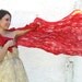 Red shawl scarf felting fire wool luxury cape wedding bridesmaid idea for her spring fashion