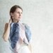 Reserved item Shibori felted scarf shawl, pale pink blush and grey blue wool winter fashion nuno felting