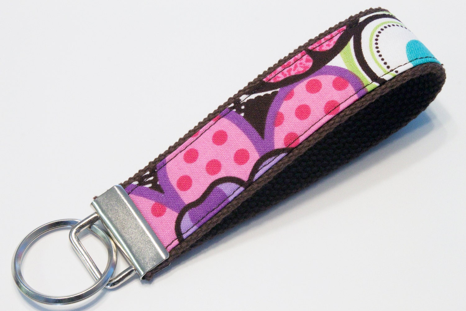Fabric Key Fob, Key Chain, Key Ring, Key Holder, Wristlet Key Fob, Wristlet Keychain, Fabric Key fobs-Wild flowers