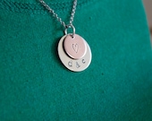 Personalized Hand Stamped Necklace - Initial Necklace - Bride & Groom Necklace