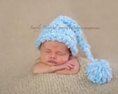 PDF Instant Download Crochet Pattern No 209 Elfin Pom Hat Photography Prop Sizes preemie, newborn, 0-3, 3-6 months
