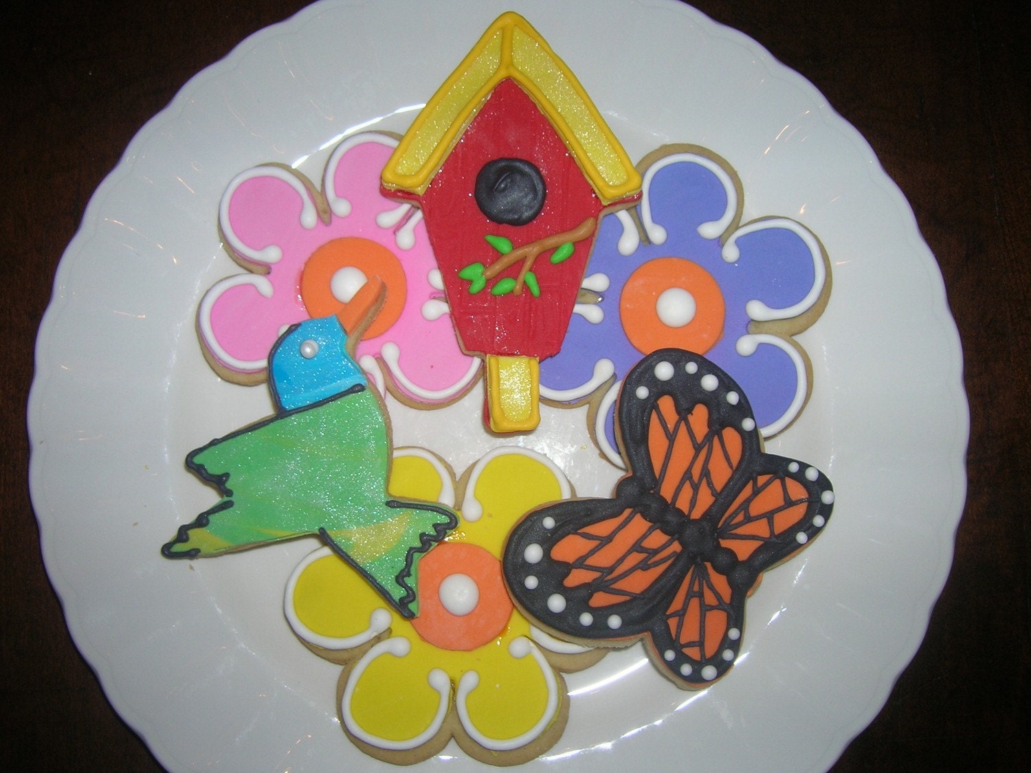 Birder's Delight Cookie Set Birdhouse Hummingbird Butterfly Daisies (12)