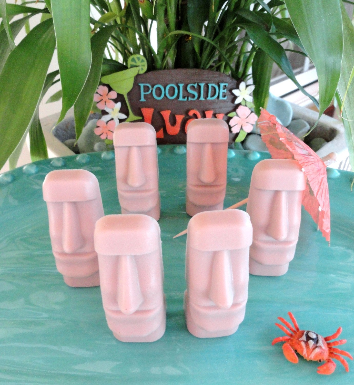20 Party Favors of Tiki Tropical Easter Island Stone Men Soap