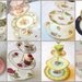 High Tea for Alice 1 CUSTOM 3-Tier Tea & Cupcake Stand of Vintage Fine China to Match Wedding Colors, Birthday Party or Home Decor Scheme